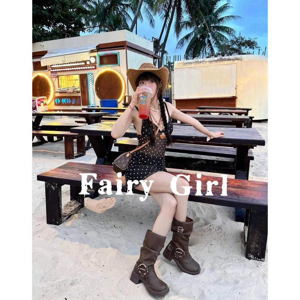 Đồ bơi chia chấm bi in hình kỳ nghỉ phong cách Bikini