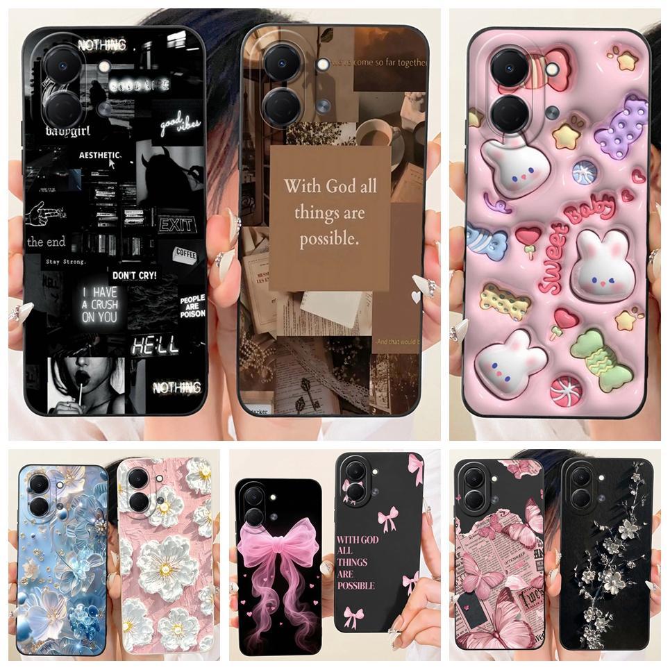 Ốp Lưng Mềm Silicon Lỏng Cho Tecno Spark GO 3 GO3 KN3 Ốp Điện Thoại Sang Trọng Nữ Tính Hoa Bướm Nơ Tranh Vỏ