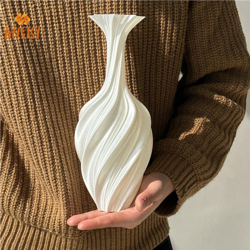 [WUSISI] Bình in 3d Bình hoa phong cách hiện đại có hoa văn xoáy Bình trưng bày hoa thẩm mỹ cho phòng khách Trang trí máy tính để bàn MỚI