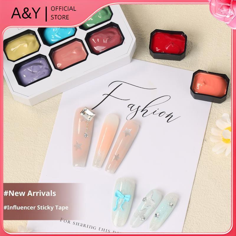 A & Y 6 / 18 Màu Tranh Thạch Cao Gradient Sơn Móng Tay Patting Keo Smudge Đóng Hộp Độ bão hòa cao Keo Sơn Móng Tay Bán Trơn Phổ Biến DIY Nail Art Trang Trí Salon.