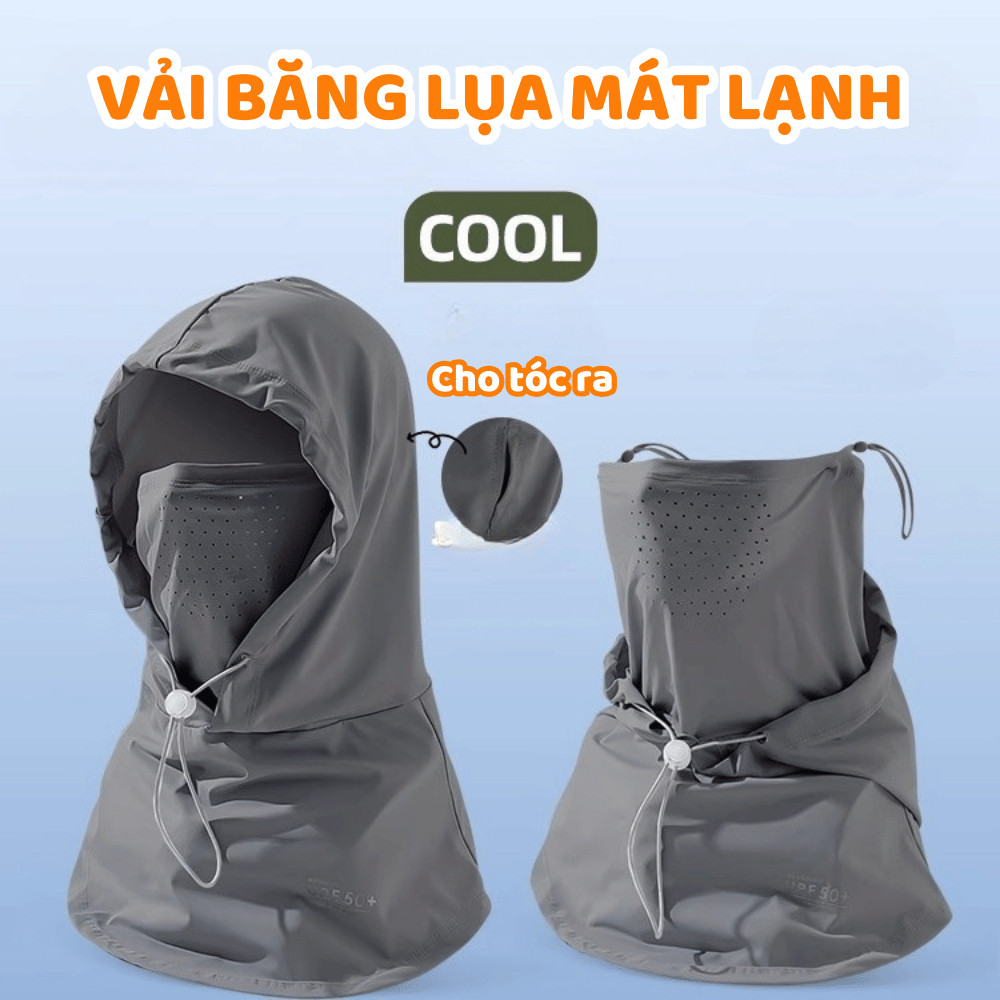 Mũ Chống Nắng Trùm Đầu Tích Hợp Khẩu Trang Dây Rút Điều Chỉnh MAISON, Mặt Nạ Chống Tia UV Có Lỗ Thoáng Khí