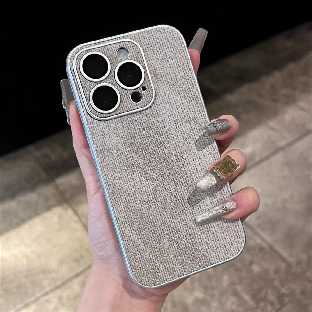 Ốp Điện Thoại Họa Tiết Vải Denim Cho IPhone 15 Pro Max 11 12 13 14 Pro Max Vỏ Mềm Bảo Vệ Camera Vỏ Chống Sốc