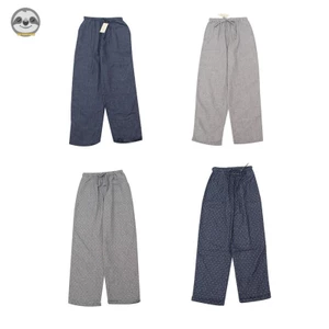 Nhật Bản không in/cặp đôi màu quần với dây rút/nam và nữ 100% cotton đôi lớp sợi kẻ sọc sóng điểm ngủ quần/bên ngoài có thể mặc