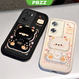 Ốp Lưng Cho OPPO A57 2022 4g Oppo a77s 5g Vỏ Điện Thoại Vỏ Mềm Silicon Chống Sốc Thiết Kế Mới Thẩm Mỹ Gương Xoay Gấu Dễ Thương Có Giá Đỡ JTXXZJ01