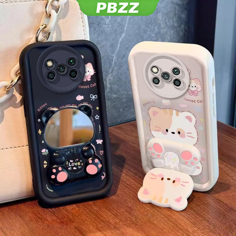 Ốp Lưng Cho XIAOMI POCO X3 PRO POCO X3 NFC POCO X3 Vỏ Điện Thoại Vỏ Mềm Silicon Chống Sốc Thiết Kế Mới Thẩm Mỹ Mèo Hoạt Hình Có Giá Đỡ Cho Gương JTMMZJ01