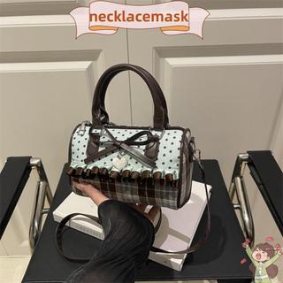 NECKLACEMASK Túi Đeo Vai Nữ, Nơ Ngọt Ngào Nhẹ Di Động Túi Gối, Thời Trang Đa Năng Vintage Kẻ Sọc Nữ Túi Xách Ví Bé Gái
