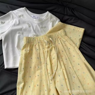 [Giảm giá 10% trong thời gian có hạn] Seckill Phong cách phương Tây Plus Size Nữ Muối biển mùa hè Soda Dopamine Họa tiết kẻ sọc chấm bi Dây rút ống rộng