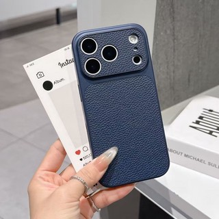 Ốp Điện Thoại Da Họa Tiết Litchi Sang Trọng Cho iPhone 11 12 13 14 15 16 17 Pro Max Ốp Lưng Kinh Doanh Chống Sốc