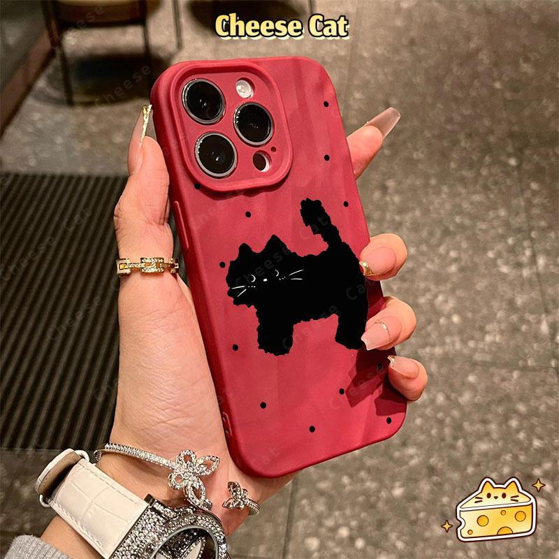 Mèo đen nhút nhát dễ thương Ốp gập 3D tương thích cho iPhone 13 12 11 14 15 16 17 Pro Max 7 Plus SE XR Xs Max