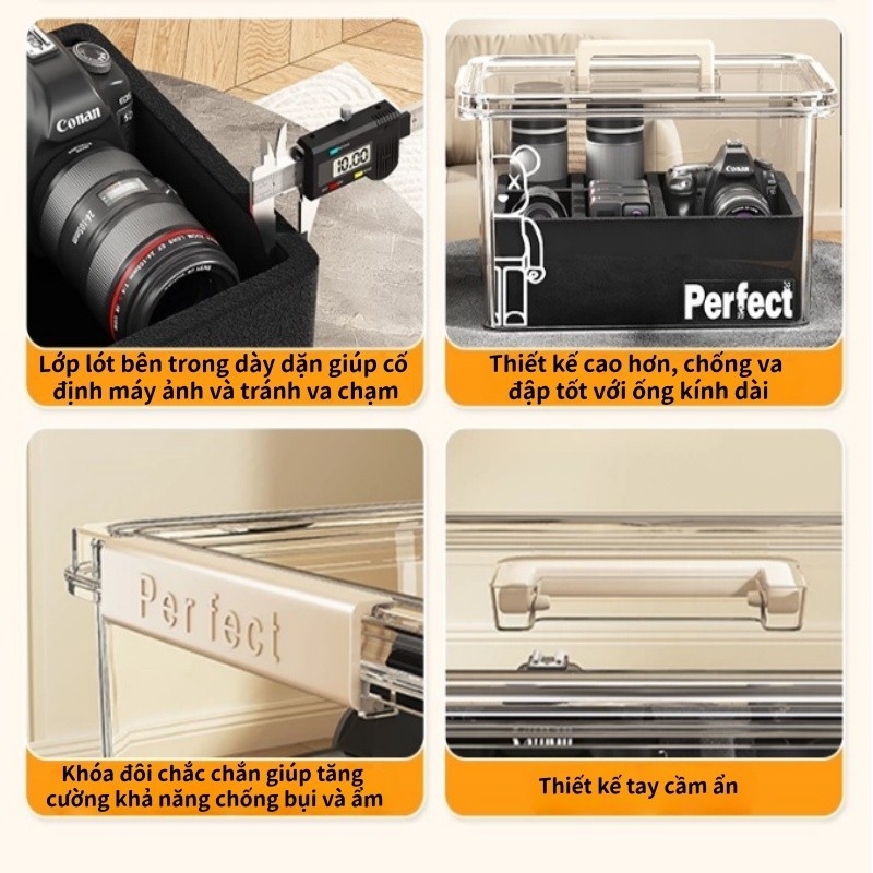 hộp chống ẩm máy ảnh,Cđệm chống sốc, ẩm kế, hút ẩm,ompact chuyên dụng 6 trong 1,DSLR Chống ẩm/chống Mốc