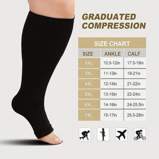 Tất Nén Bắp Chân Rộng Size Plus - Đầu Gối Cao, Phù Hợp Nam/Nữ & Du Lịch