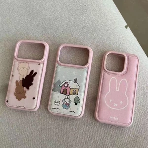 Anime Dễ Thương Happy Miffy Thỏ Da Ốp Lưng Điện Thoại iPhone 17 16 15 14 13 12 11 Pro Max X Xr Xs Max 7 8 Plus