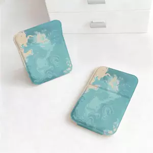 Màu xanh da trời nhuộm Gương Gập Để Bàn V Phòng, Gương Trang Điểm Siêu Nét