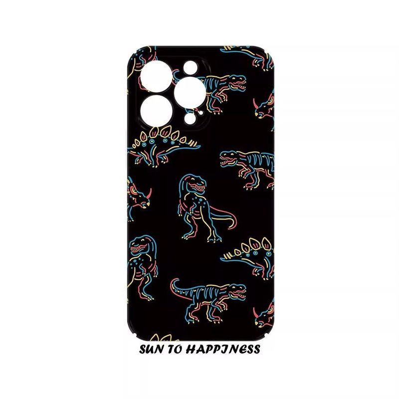 Ốp Điện Thoại Khủng Long Đen Thích Hợp Cho IPhone 11 XR XSMAX 17 AIR 13 14 15 16 ProMax 12 PRO 7 8 PLUS Ốp Lưng Cứng Phim QYJS Bề Mặt Bóng