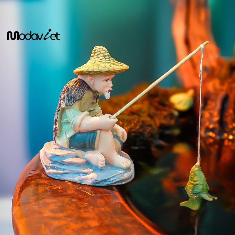 [modavietnamshop] Đồ trang trí câu cá ông già thu nhỏ sáng tạo PVC Jiang Tai Gong Bể cá cảnh Vườn cây cảnh Trang trí cảnh quan đẹp