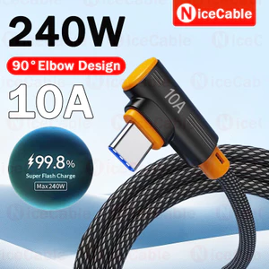 Cáp sạc điện thoại công suất cao 240W 90°Thiết kế khuỷu tay bện Cáp chống treo USB sang Type C Dây dữ liệu sạc nhanh cho ios15-17