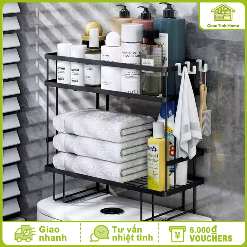 Kệ Sắt 2 Tầng Đa Năng - Đặt Bồn Cầu Tiết Kiệm Không Gian, Chịu Lực Tốt, Giúp Sắp Xếp Đồ Dùng Gọn Gàng