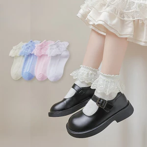 Tất Ren Ruffled Công Chúa Cho Bé Gái - Cotton Mềm Thoáng Khí, Phù Hợp Tiệc Sinh Nhật Và Hàng Ngày