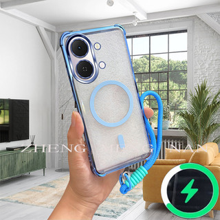 Thích hợp cho vỏ điện thoại VIVO Y05 4G VIVO V70 FE bốn góc chống rơi trong suốt vỏ mềm dây tay 0037