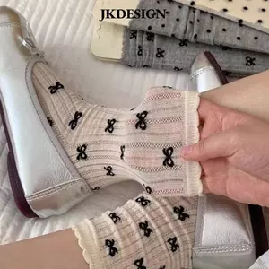 Tất dài nơ mỏng thoáng khí, chất liệu cotton ngọt ngào cho mùa xuân hè