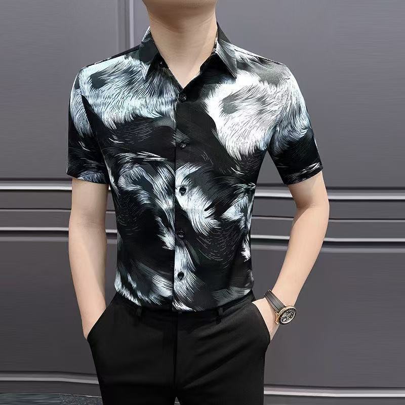Áo sơ mi nam mỏng vừa vặn, phù hợp mùa hè với cổ ngắn