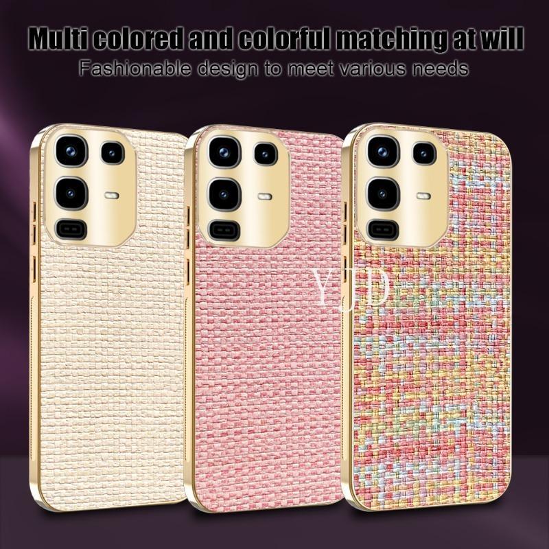 Ốp YJD Cho Infinix Note 50 Pro Plus Note50S X6658 X6855 X6870 X6856 Giỏ Phong Cách Nữ Dệt Khung Mạ Điện Chống Rơi Vỏ Điện Thoại