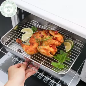 Khay nướng bánh bằng thép không gỉ PUSKY với bộ làm mát có thể tháo rời Ra Bộ khay nướng BBQ Nonsti Tấm lò nướng Brownie Ra Nấu nướng Dụng cụ nướng bát đĩa nướng VN