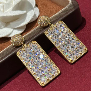 Zircon Phong Cách Mới Nhẹ Sang Trọng Tua Rua Bông Tai Dài Thanh Lịch