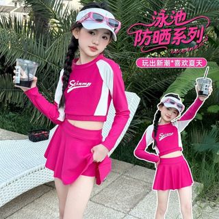 Đồ bơi bé gái 2 mảnh váy xòe dễ thương - áo dài tay chống nắng nhanh khô phong cách Hàn Quốc đi biển