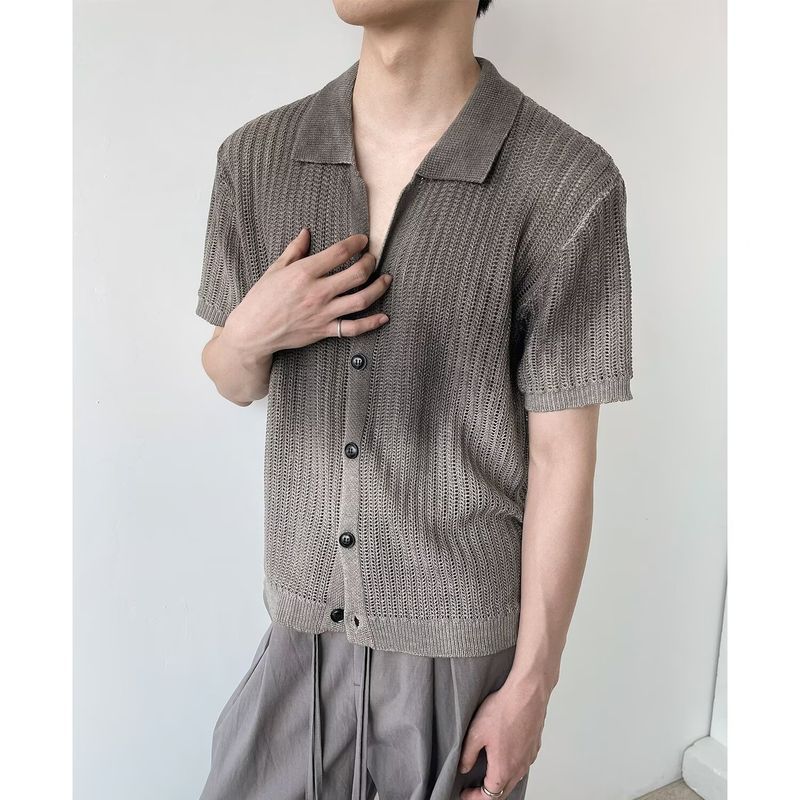 Áo sơ mi Polo tay ngắn dệt kim, style Mỹ cổ điển, thiết kế thoáng mát