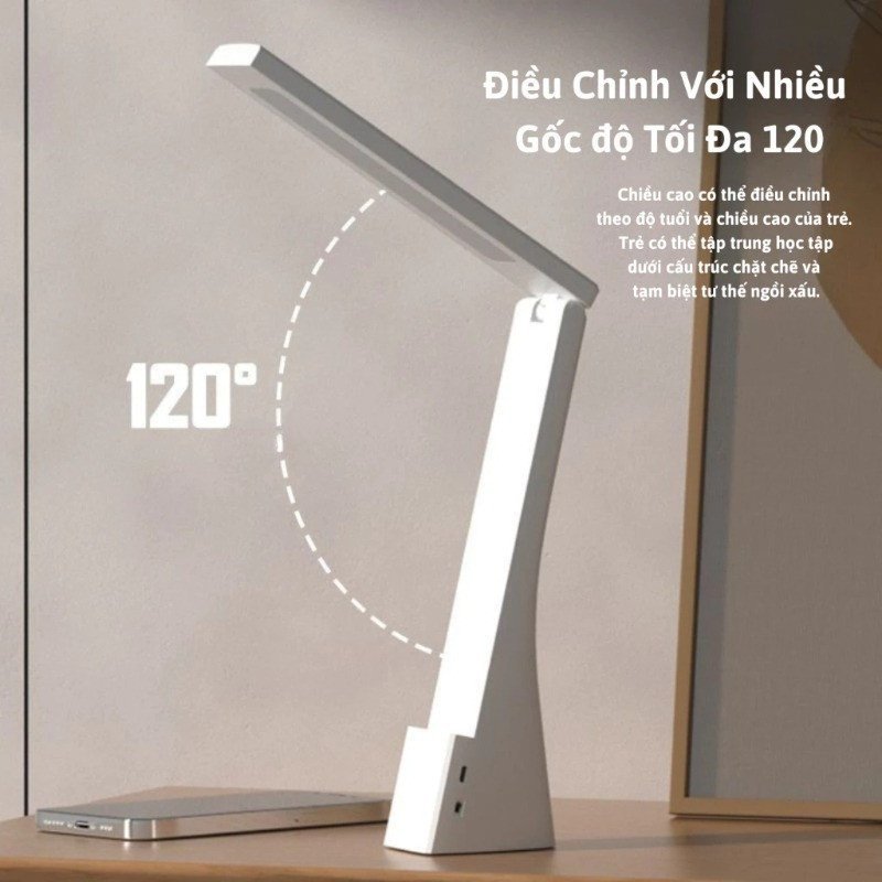 đèn bàn học đèn bàn cảm ứng chống cận thị 3 chế độ sáng cảm ứng 1 chạm pin sạc USB nhỏ gọn cho học