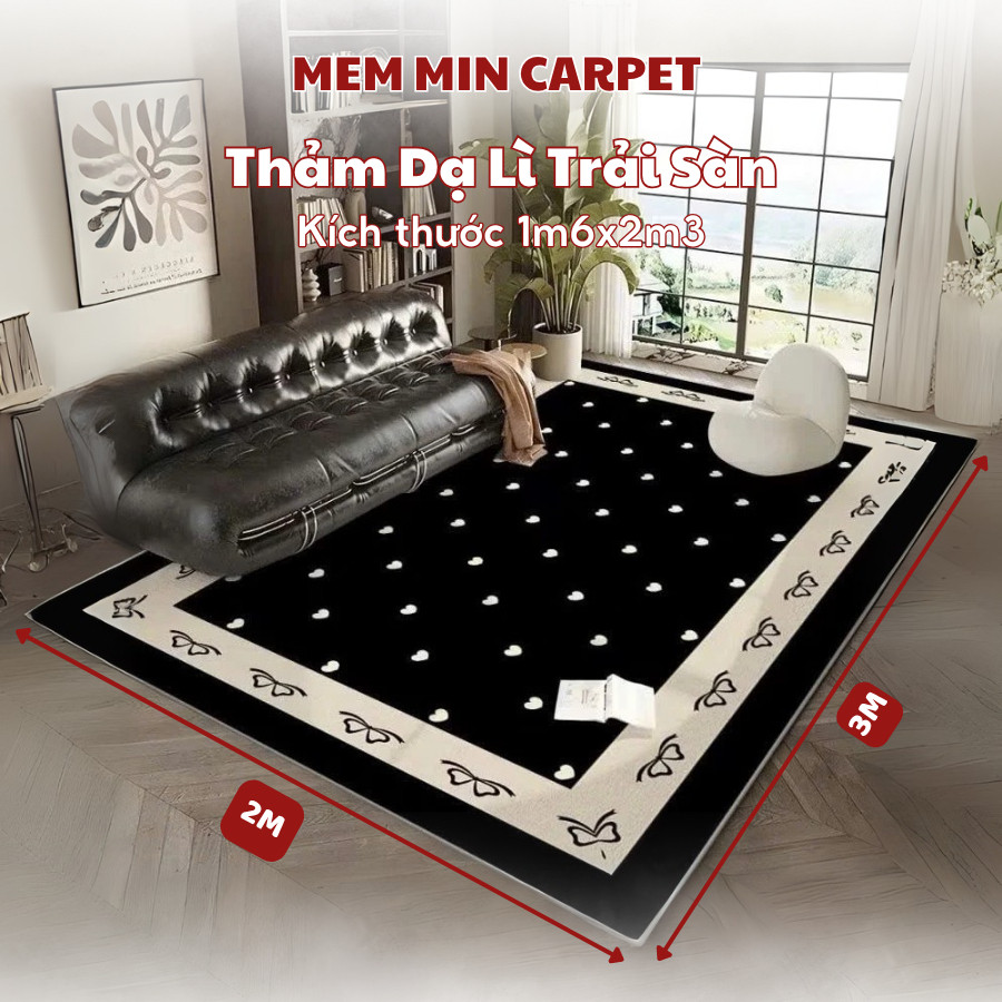 Thảm Dạ Lì,Trải Sàn Trang Trí Phòng Khách.Thảm Chụp Hình Decor, Thảm Kích Thước 2mx3m, 1m6x2m- MemminCarrpet - THB14