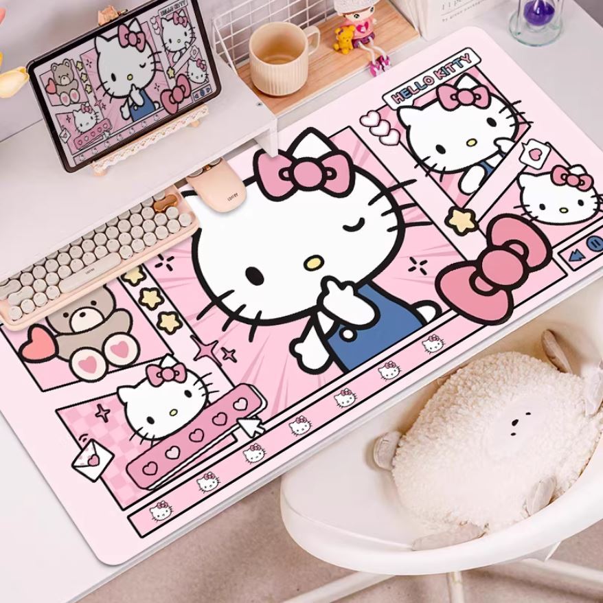 Lót chuột cỡ lớn, pad chuột gaming, DESKMAT hoạ tiết hello kitty màu ...