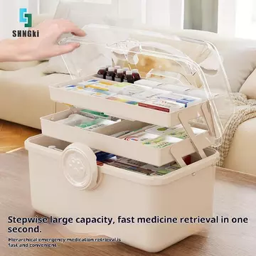 [SHNGki] 1 Hộp đựng thuốc gia đình dung tích lớn Hộp đựng thuốc phân loại nhiều lớp Hộp thuốc Bộ y tế sơ cứu di động [MỚI]