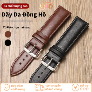 Dây Da Đồng Hồ 20mm Cao Cấp - 2 Màu Đen/Nâu, Da Mềm Thoáng Khí, Phù Hợp Nam Nữ, Thiết Kế Thời Trang & Thoải Mái