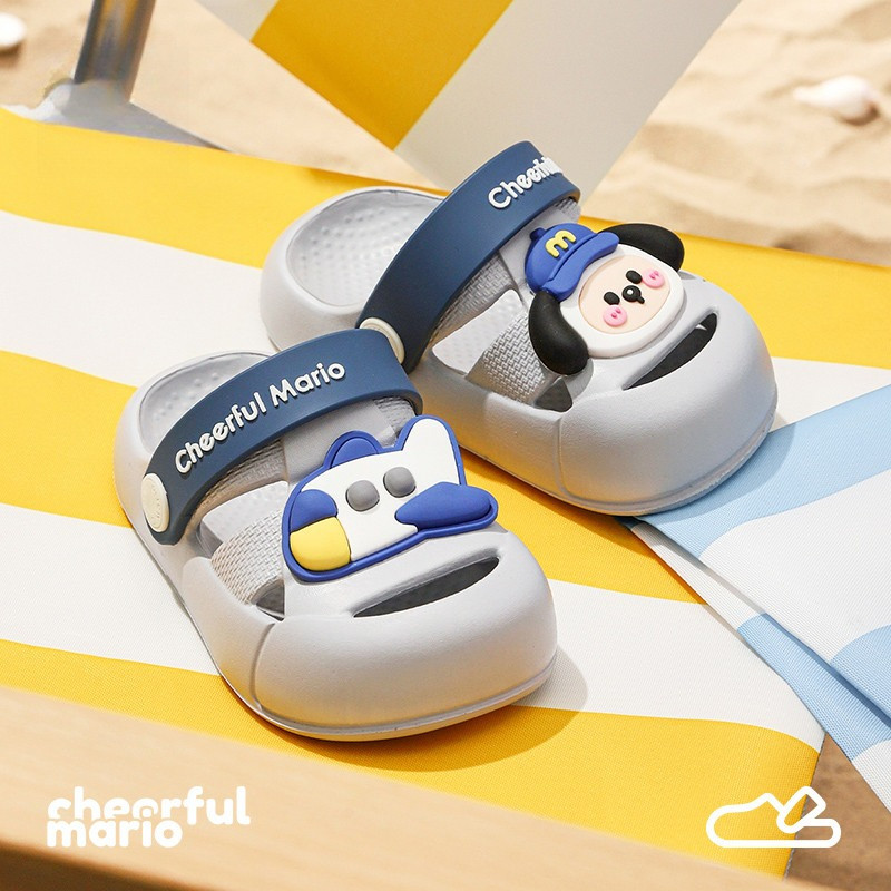 Cheerful Mario Sandals Baby Dép Sục Cho Bé Trai Máy Bay Xăng đan Cho Bé Sơ Sinh Hoạt Hình Mùa Hè Dép Đi Biển Giày Sục Chống Trơn Trượt Giày Nước
