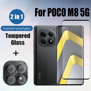 Kính cường lực bảo vệ màn hình 2 trong 1 POCO M8 5G cho Xiaomi POCO C85 F8 Ultra M7 F7 F6 C65 X6 M6 X5 Pro C75 C71 C61 4G 5G + Phim ống kính máy ảnh