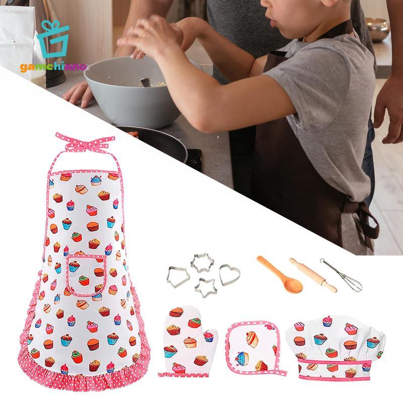 Bộ quần áo đầu bếp gamchiano Tạp dề trẻ em Đồ chơi giáo dục học tập sớm cho trẻ em Quà tặng