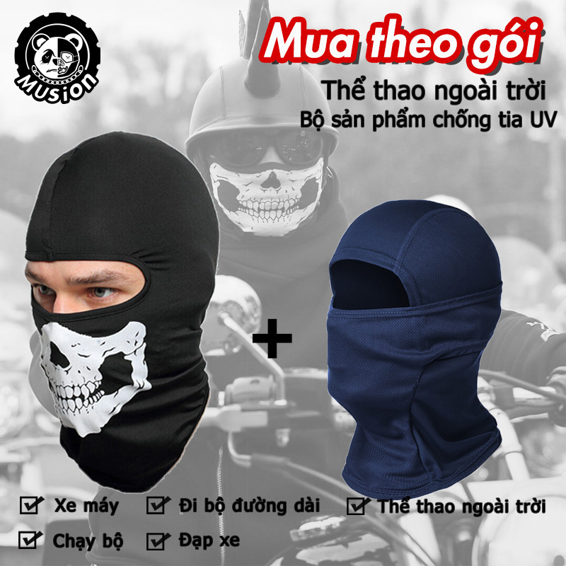 Musion [SET SALE] Mũ trùm đầu Balaclava Bandana Mũ chống nắng bằng lụa băng Bảo vệ tia cực tím Mặt nạ thoải mái thoáng khí cho xe máy Multifucntional