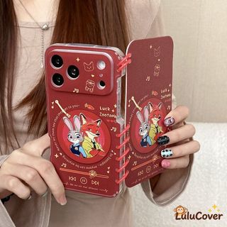 Ốp điện thoại Cặp Đôi Zootopia Tương Thích Cho OPPO Reno 15 Pro 14 13 9 Pro 8 A58 A58X A78 Find X9 Pro X8 X8S A9 A5 Hoạt Hình Sĩ Quan Dễ Thương Thỏ Judy & Cáo Judy Năm Mới Màu Đỏ Ốp điện thoại