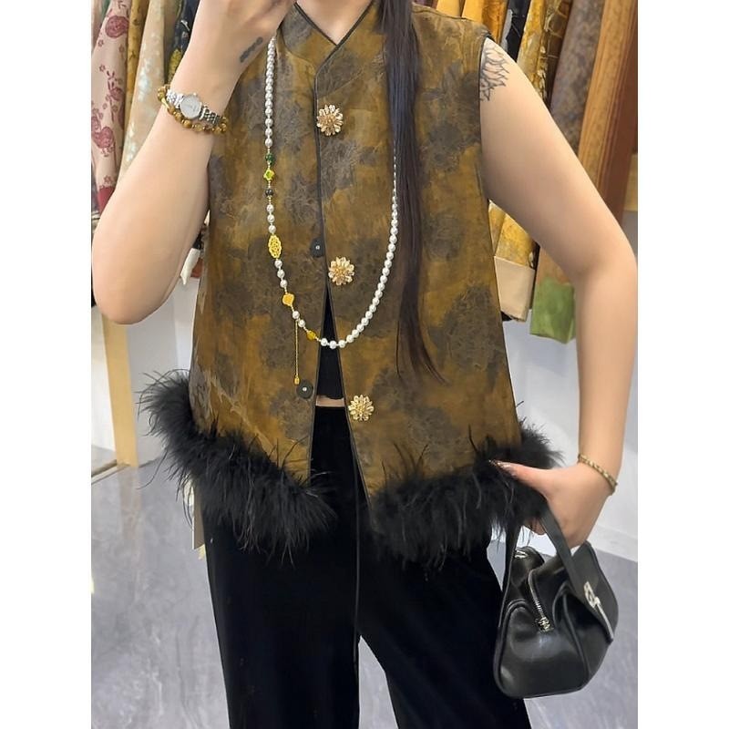 Retro Vest Quilting Chất Lượng Cao Phong Cách Trung Hoa, Thích Hợp Mặc Mùa Thu