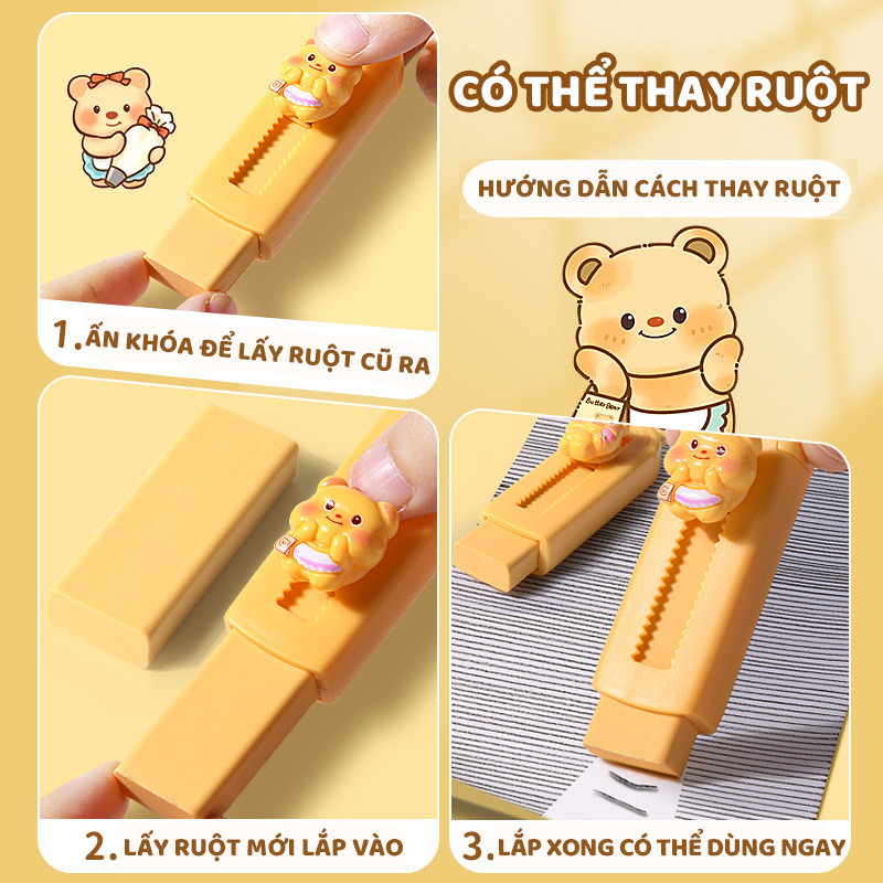 Cục tẩy sáng tạo có thể thu vào – Thiết kế độc đáo tiện dụng với set 6 cái, tẩy bút chì nhanh, ít vụn