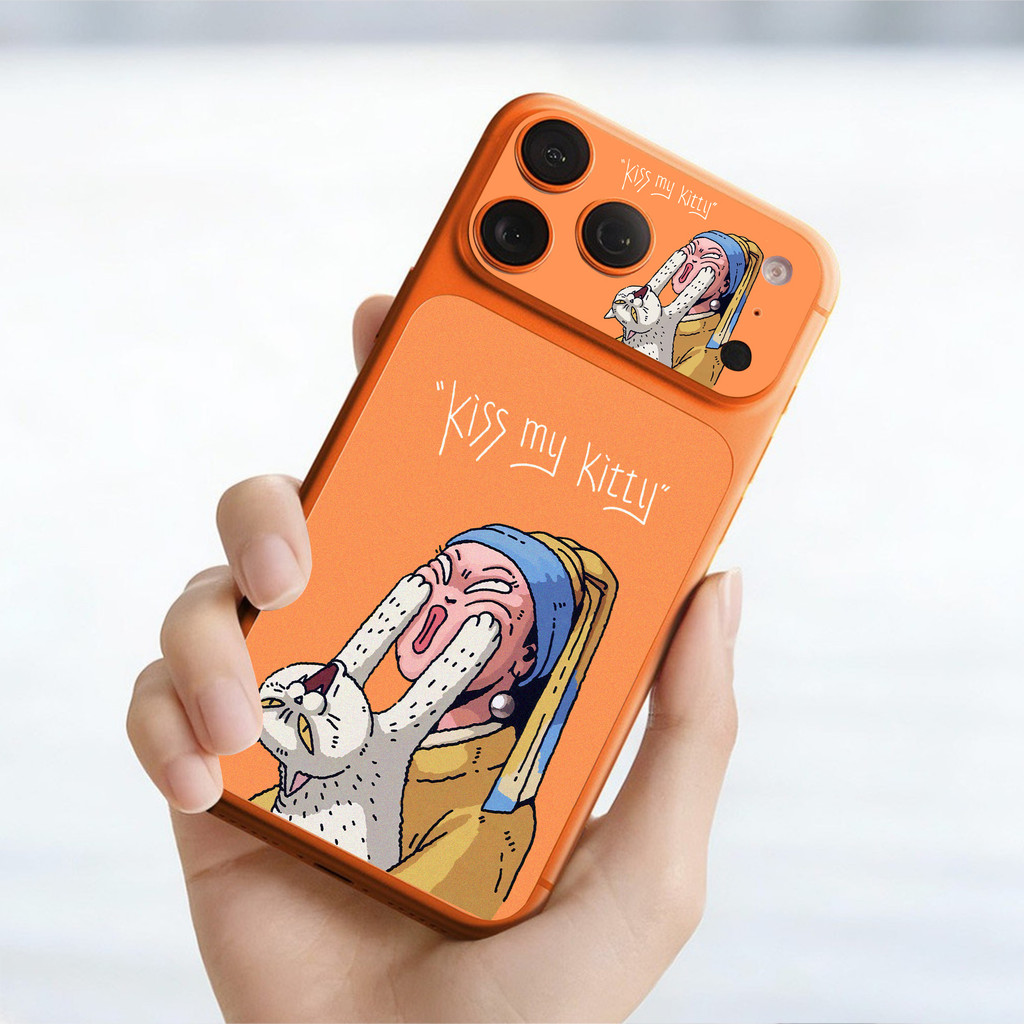 Phim máy ảnh in hình mèo ngộ nghĩnh + Nhãn dán mặt sau cho IPhone 17 Pro / 17 Pro Max / Micro Matte Giấy mềm Bảo vệ camera / Phim mặt sau / Chống mài mòn Chống trầy xước