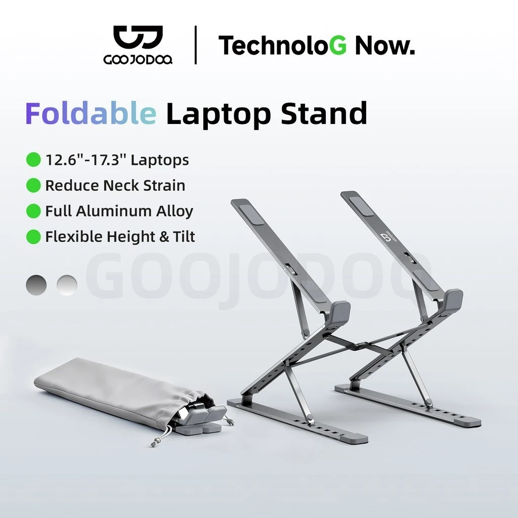 Giá đỡ laptop GOOJODOQ hai tầng có thể điều chỉnh độ cao và độ nghiêng cho kích thước từ 12.6-17.3''
