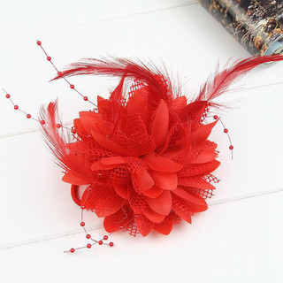 Phụ Nữ Tóc Lưới Hoa Lông Vũ Hạt Corsage Trâm Cài Cô Dâu Barrettes