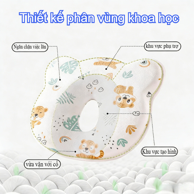 【SKISOPGO】Gối định hình đầu cho bé họa tiết,bẹp đầu cho bé sơ sinh từ 0-1 tuổi,gối lõm xô gối đầu cho bé ngủ