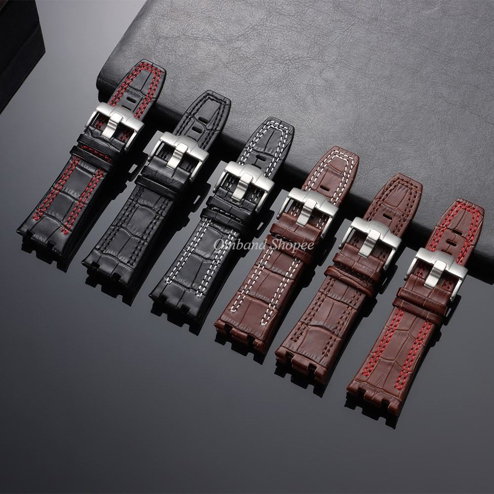Dây đeo đồng hồ bằng da 28mm cho AP Audemars Royal Oak Offshore Da thật Da bò Dây đeo đồng hồ thay thế cho nam nữ