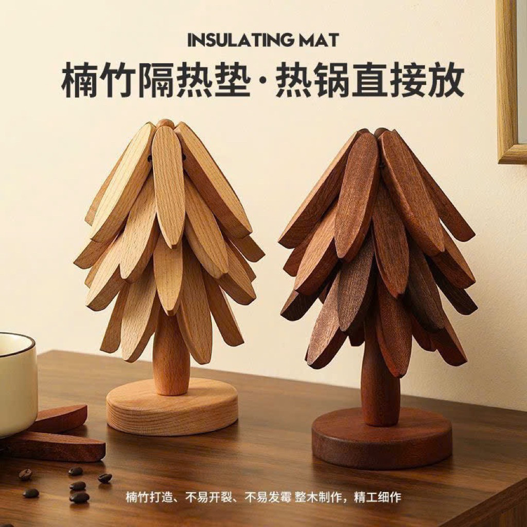 Bộ 5 Miếng Lót Bát Đĩa Cốc Chén Nồi Bằng Gỗ Chịu Nhiệt Tốt