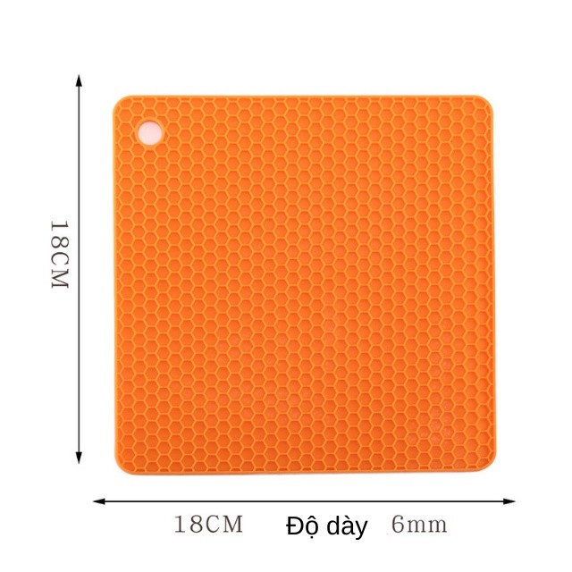 Miếng lót, tấm lót nồi silicone cách nhiệt chịu nhiệt [Dày 6mm], lót ly, lót nồi cơm chống trượt hình vuông tổ ong -THEA