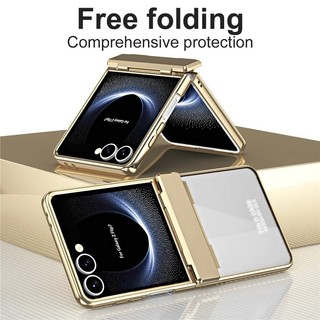 Dành Cho Samsung Galaxy Z Flip 7 7FE Flip 6 Flip 5 Flip 4 Flip 3 5G Ốp Lưng Mạ Điện Trong Suốt Phantom Bản Lề Bảo Vệ Camera